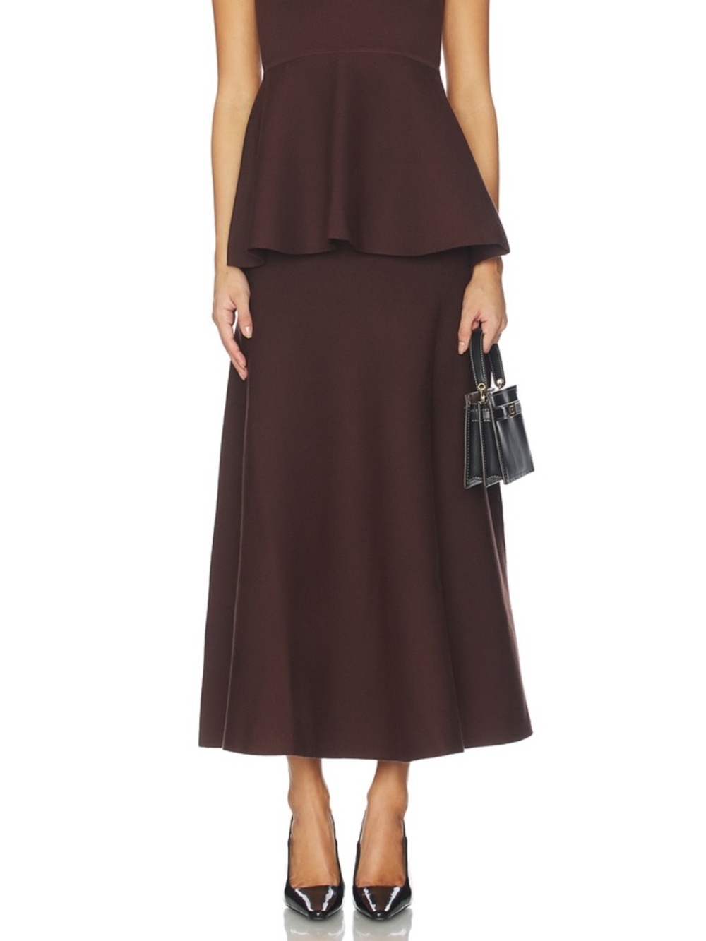 Line & Dot Kingston Knit Sweater Skirt in Dark Brown